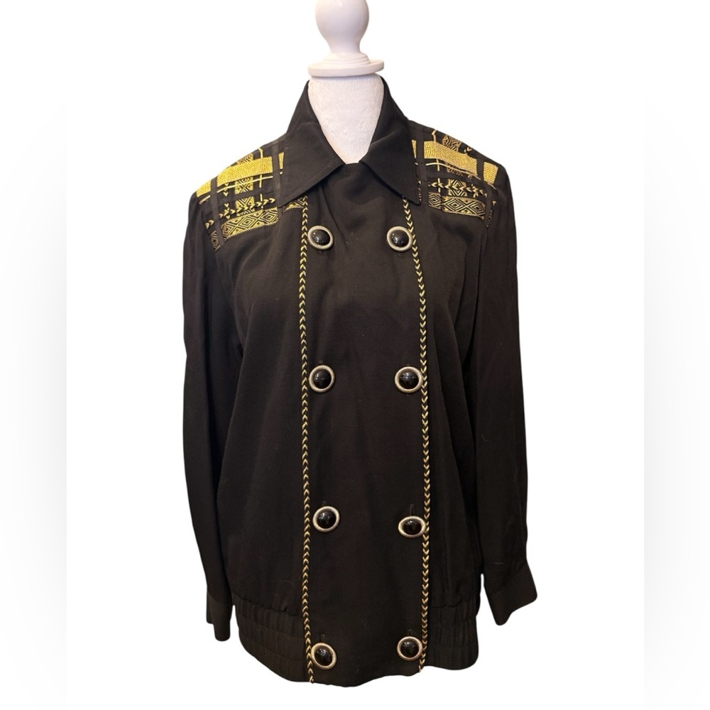 Vintage Black and Gold Double Breasted Jacket - Picture 1 of 7